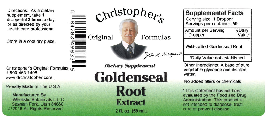 Goldenseal Root - Glycerine Extract 2 oz - Christopher's Herb Shop