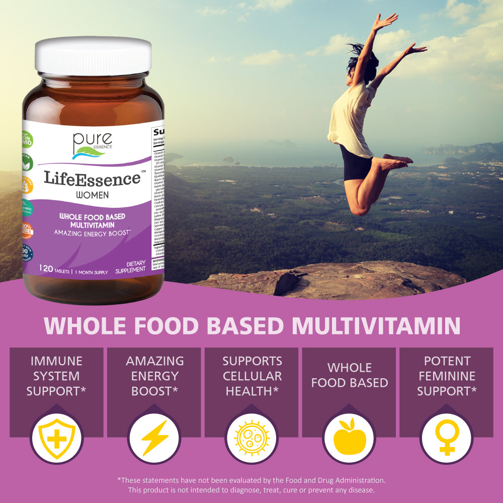 Whole Food Based Multivitamin - Immune System Support, Amazing Energy Boost, Supports Cellular Health, Whole Food Based, Potent Feminine Support (These statements have not been evaluated by the Food & Drug Administration. This product is not intended to diagnose, treat, cure, or prevent any disease.)