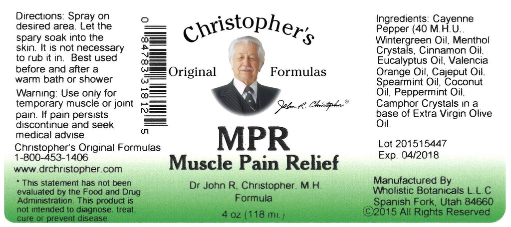 MPR (Muscle Pain Relief) - 4 oz Spray - Christopher's Herb Shop