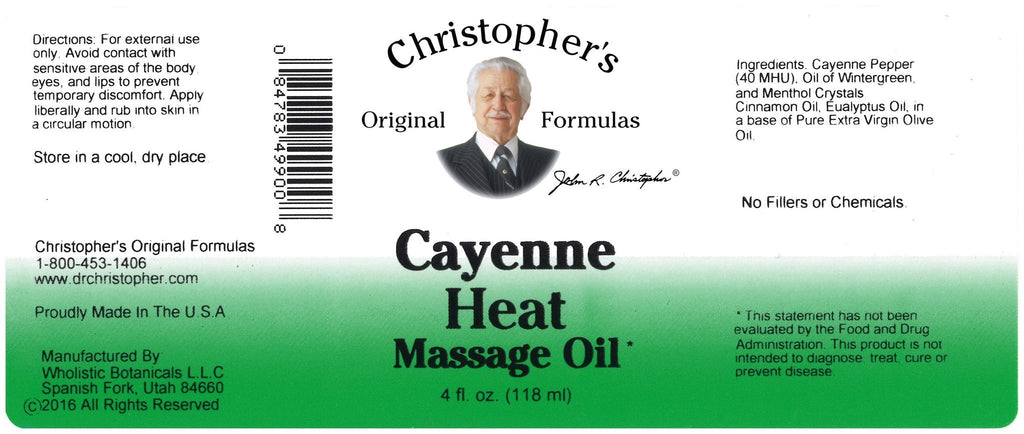 Cayenne Heat -  4 oz. Massage Oil - Christopher's Herb Shop