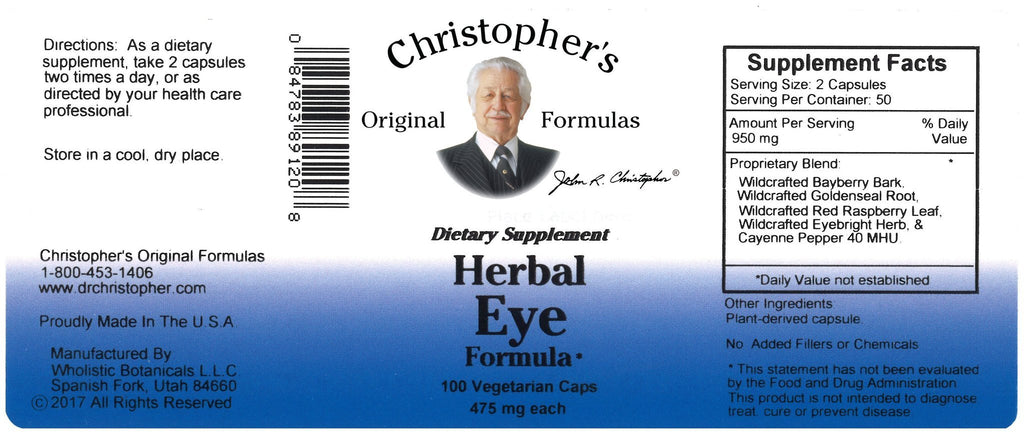 Herbal Eye - 100 Capsules - Christopher's Herb Shop