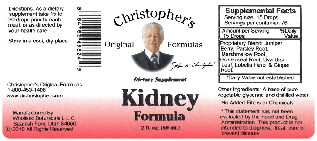 Kidney Formula - 2 oz. Glycerine Extract - Christopher's Herb Shop