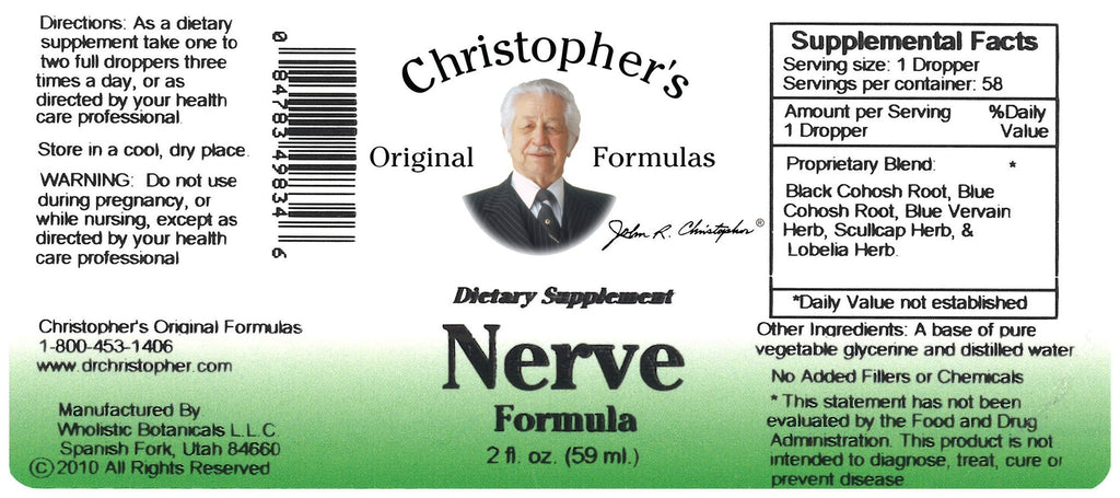 Nerve Formula - 2 oz. Glycerine Extract - Christopher's Herb Shop