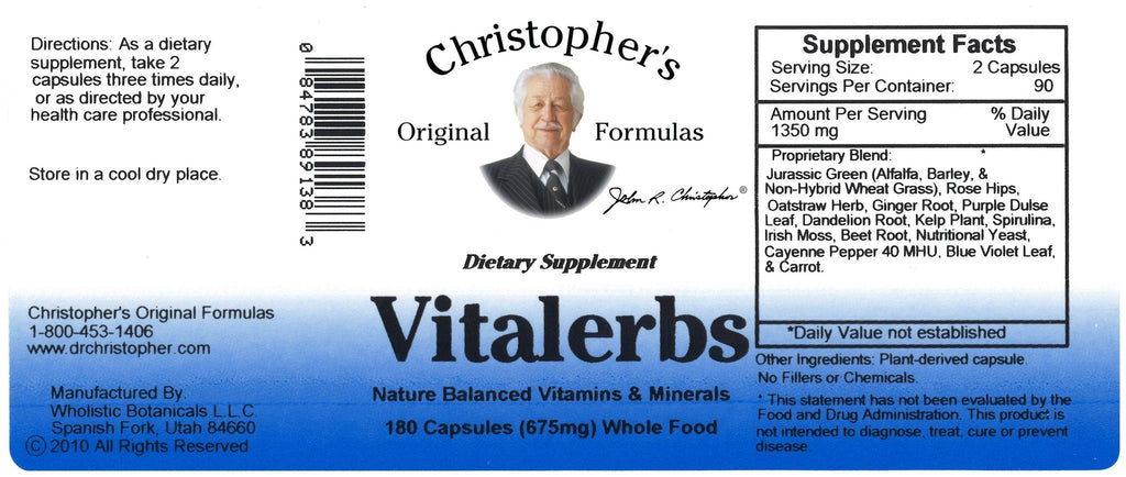 Vitalerbs - 180 Capsules - Christopher's Herb Shop